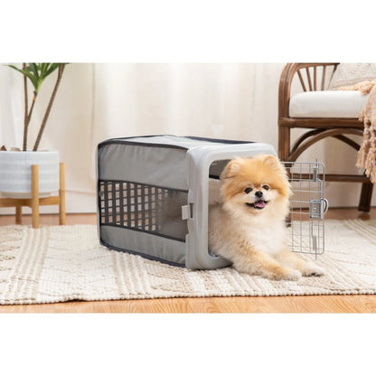 Portable Travel Crate with Metal Gate Mesh Ventilation