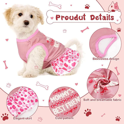6 Pack Sundress Summer Apparel with Ruffles for Pets