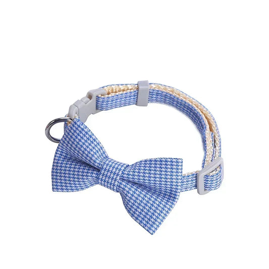 Bow Plaid Collar Adjustable Neck For Small Dogs