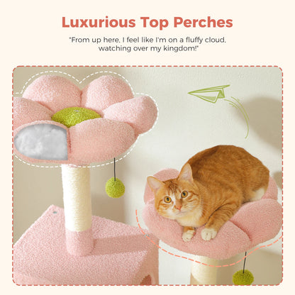 180cm Multi-Level Cat Tower, 9 Scratching Areas,Plush Hammock