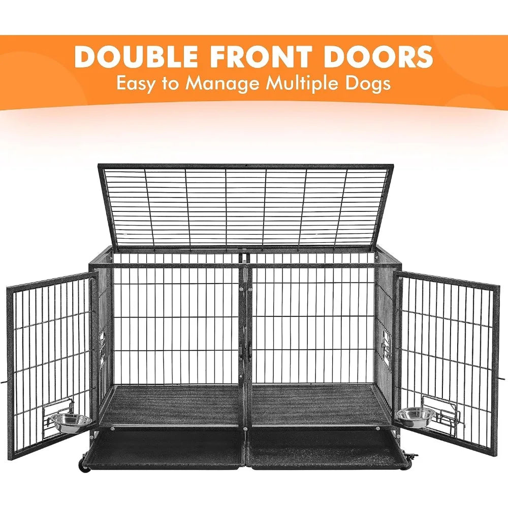 Stackable Dog Crate 42'' Heavy Duty Large Dog Crate