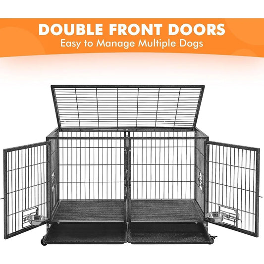 Stackable Dog Crate 42'' Heavy Duty Large Dog Crate