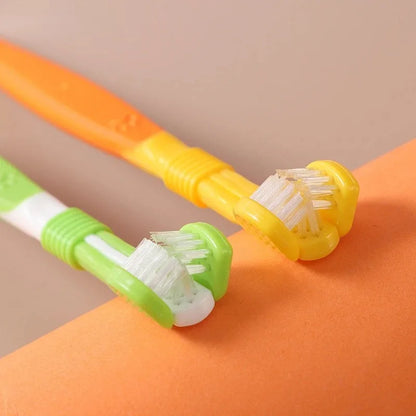 4pcs Colorful 3 Sided Dog Toothbrush Set Triple Head