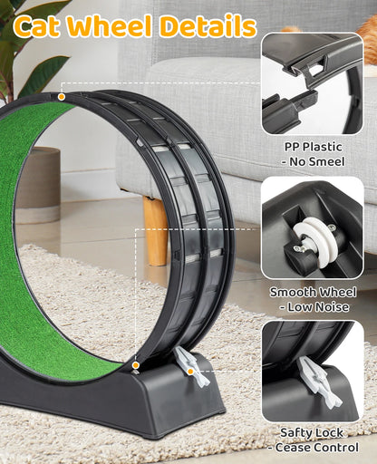 Cat Exercise Treadmill Wheel with Carpeted Runway