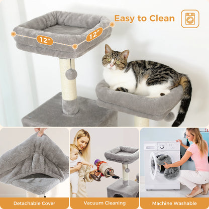 Cat Tower, Sisal-Covered Scratching Post Hammock, Perches