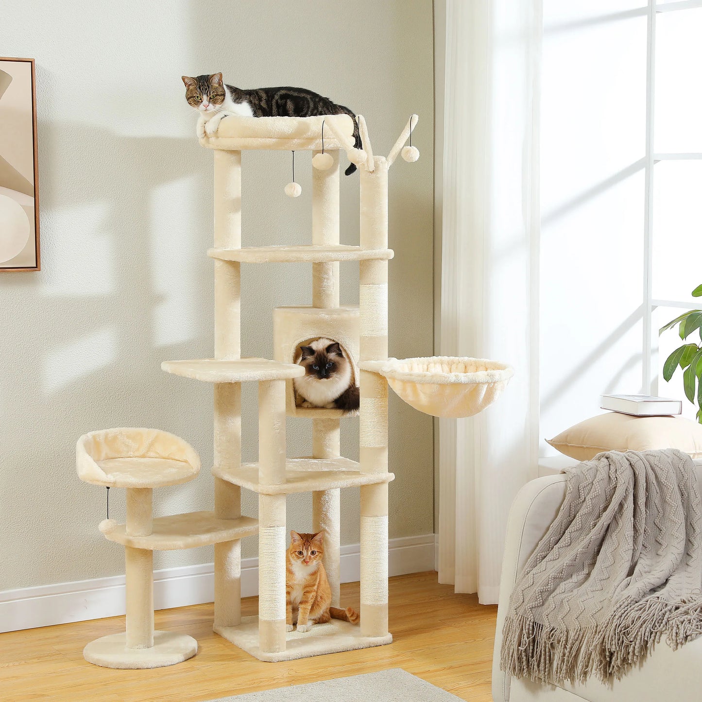 Multi-Level Condo Large Hammock Scratching Post  2 Perches