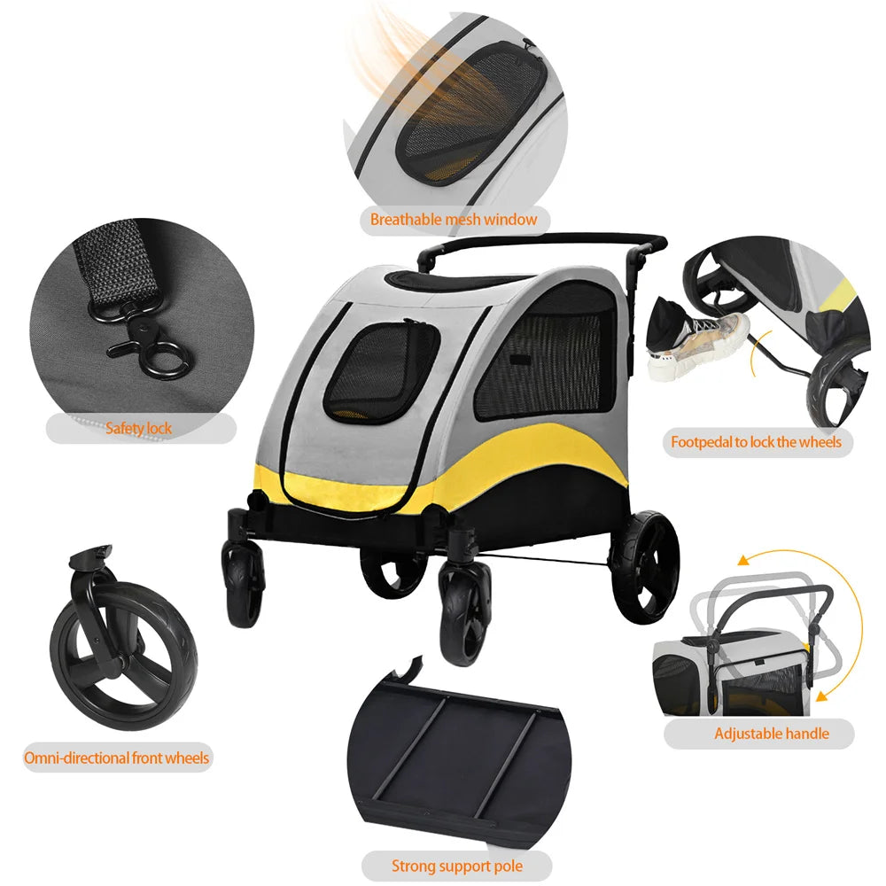 Premium Dog Stroller/4 Wheel/Foldable