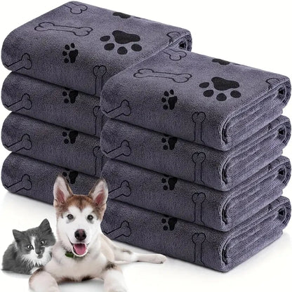 2pcs Soft Microfiber Absorbent Pet Bath & Grooming Towels