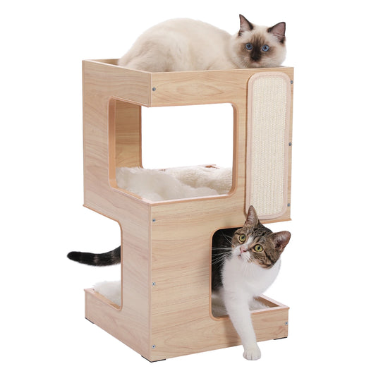 Wood Cat Condo Removable Soft Mats Scratching Pad