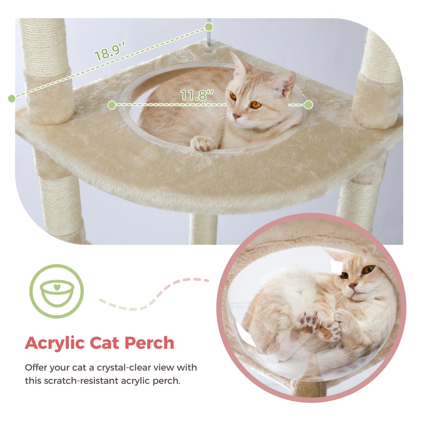 Floor to Ceiling Cat Tower, Scratching Posts, Condo, Hammock