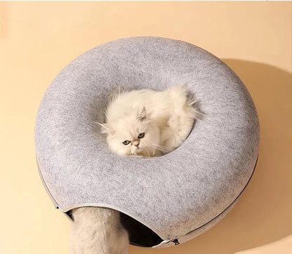 Donut Cat Bed Interactive Game Toy Tunnel