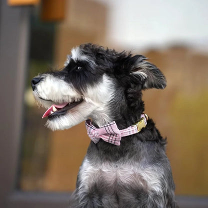 Small Dog Harness Collar Leash Adjustable Plaid