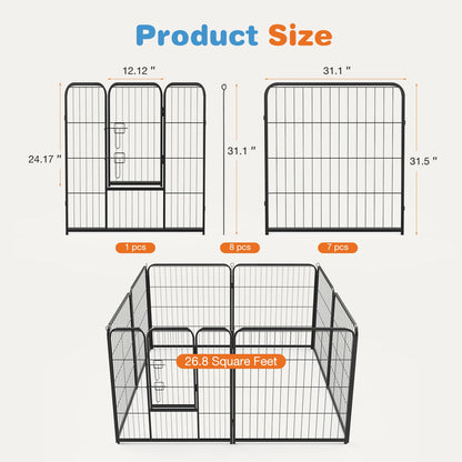 8 Panel Dog Fence Exercise for Yard Heavy Duty