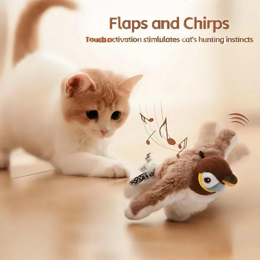 "Rechargeable Flapping Bird Toy - Interactive With Catnip,