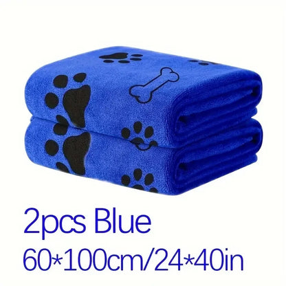 2pcs Soft Microfiber Absorbent Pet Bath & Grooming Towels