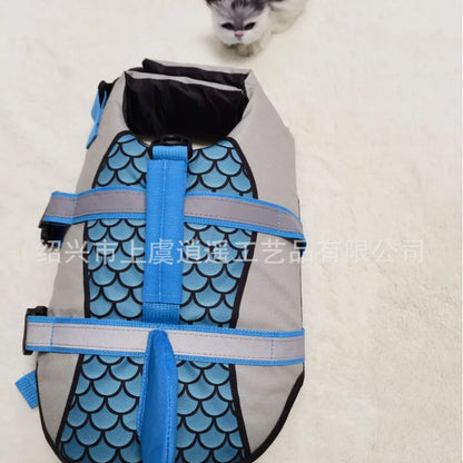 Shark Dog Life Jacket Enhanced Buoyancy Handle