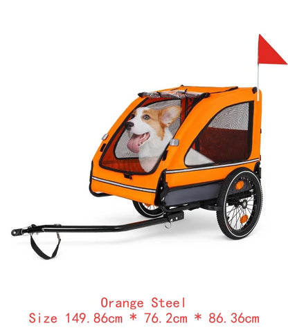 Pet Bike Trailer Easy-Fold Frame, Quick-Release Wheels,