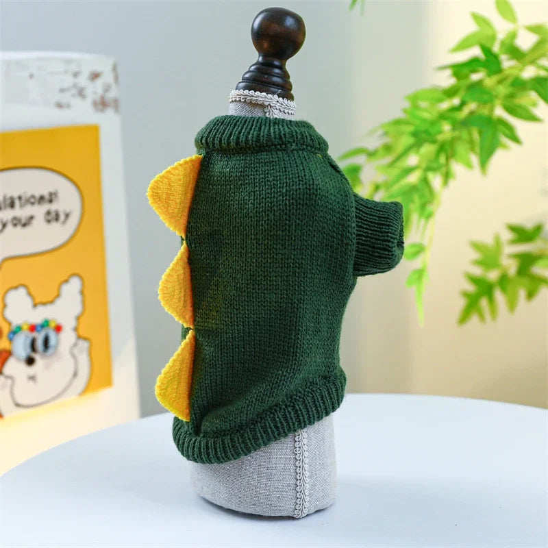 Halloween Party Dog Dinosaur Shaped Sweater Warm Knitted