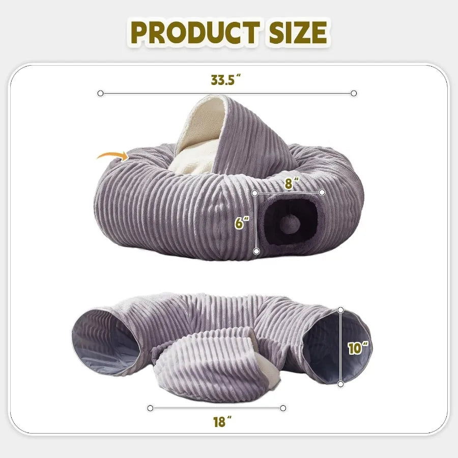 Multifunctional Cat Tunnel Bed/ Washable Donut Cushion