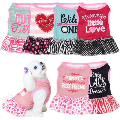 6 Pack Sundress Summer Apparel with Ruffles for Pets