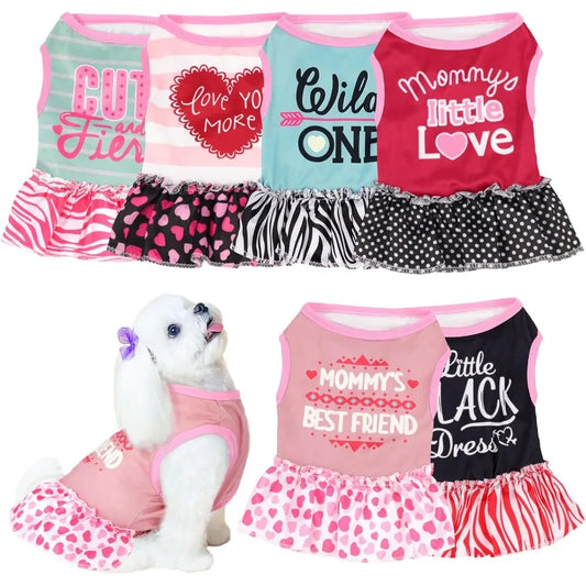6 Pack Sundress Summer Apparel with Ruffles for Pets