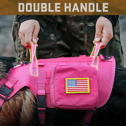Pink Tactical Harness Large Collar with Bungee Leash
