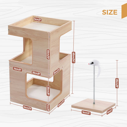 Wood Cat Condo Removable Soft Mats Scratching Pad