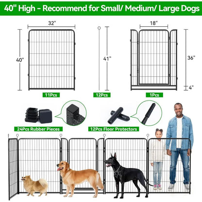 Heavy Duty Dog Fence 40" Height Doors Portable