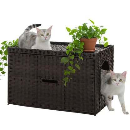 Rattan Cat Litter Box Enclosure: Taller Doorway