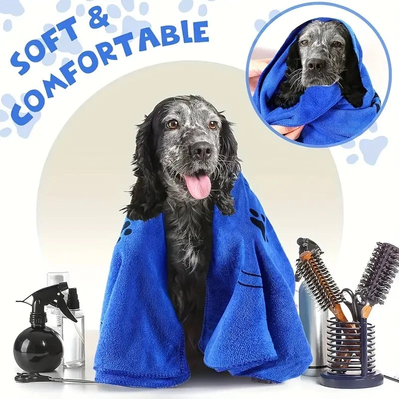 2pcs Soft Microfiber Absorbent Pet Bath & Grooming Towels