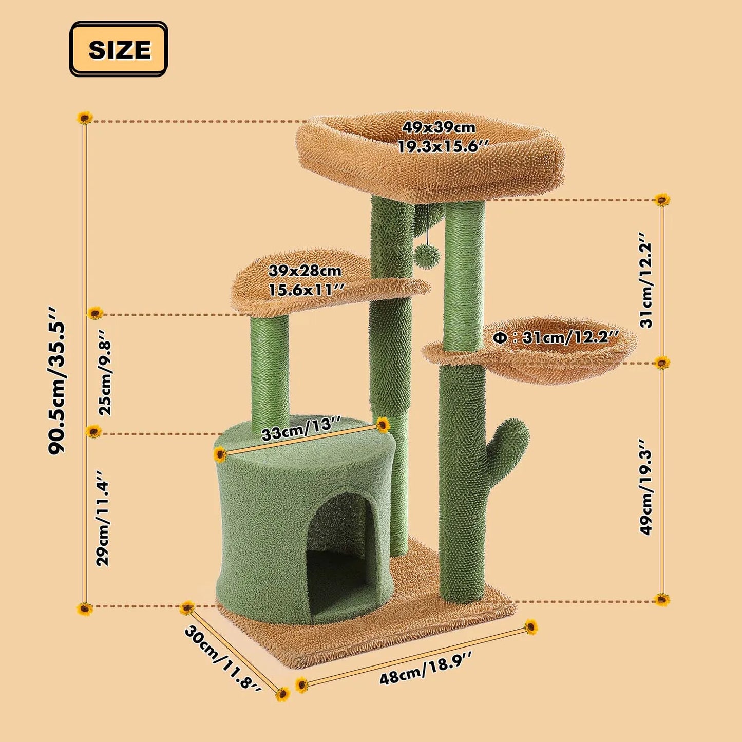 Cactus Cat Tower/House/Scratching Post/Condo/Nest/Scratcher