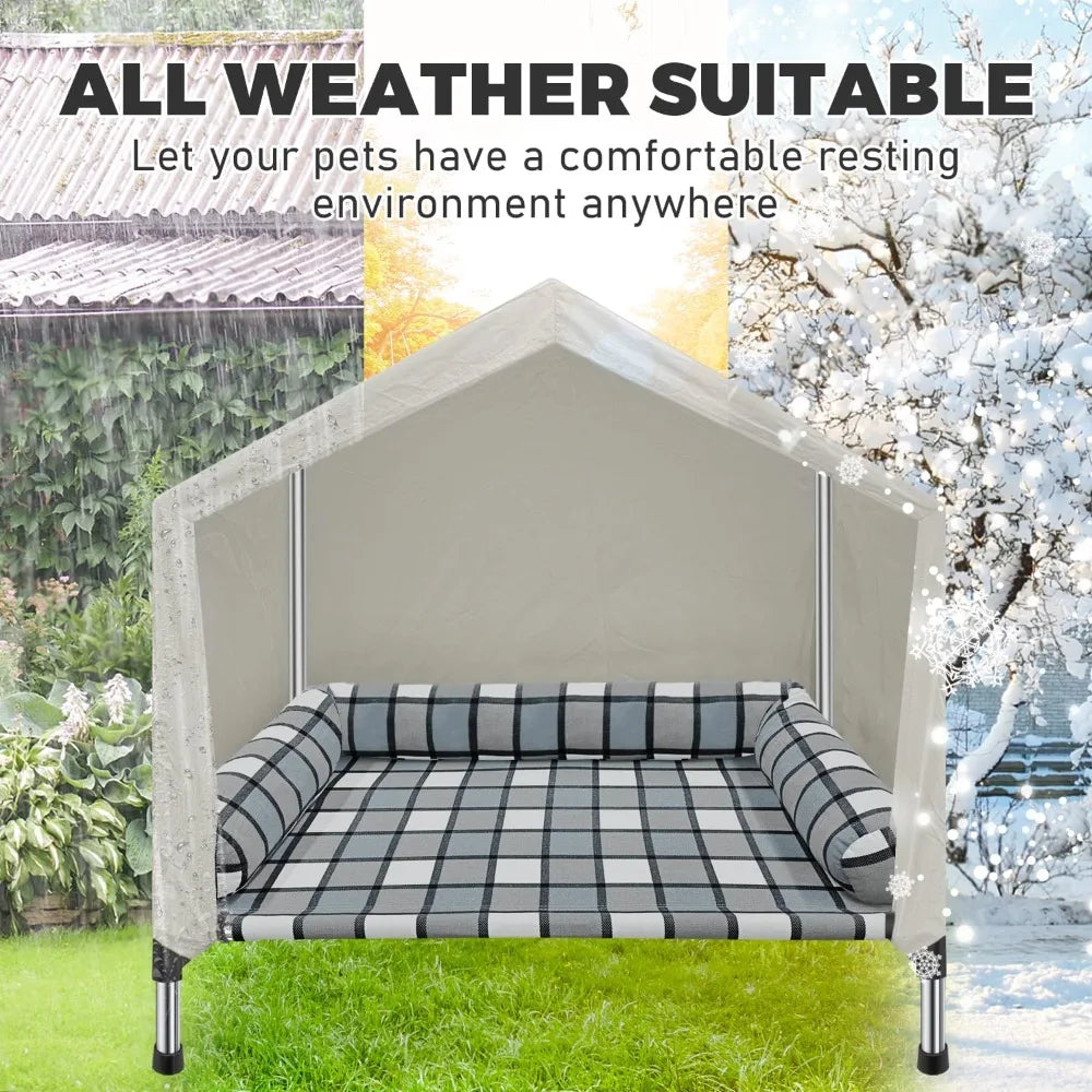 Weatherproof 2-in-1 Indoor Outdoor Cot with Canopy Cooling Portable