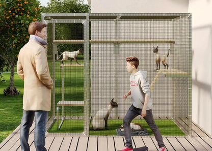 7.8×4.9 FT Metal Outdoor Cat Enclosure, Large Walk-in Cat House