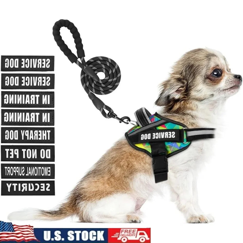 Service Dog Harness Leash 10 Patches