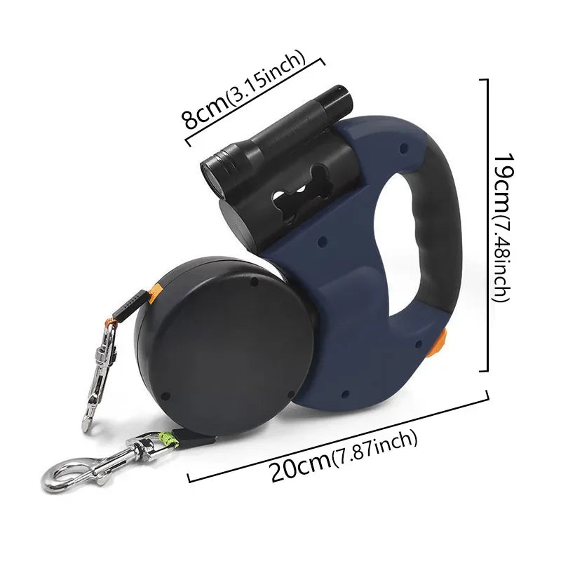 Double Head Retractable Leash Flashlight Bag Dispenser