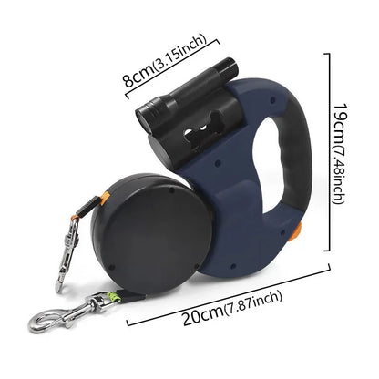 Double Head Retractable Leash Flashlight Bag Dispenser