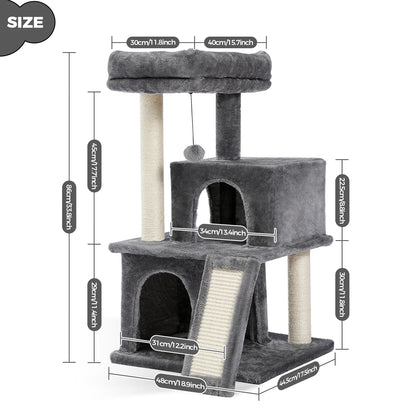 Small Cat Tree, Scratching Pad, Two Large Condos