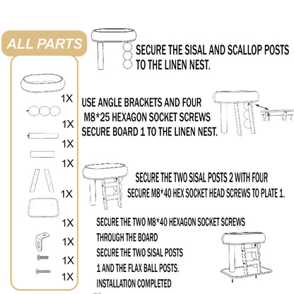 Large Climbing Frame, Tower Bed Hanging Sisal Ball
