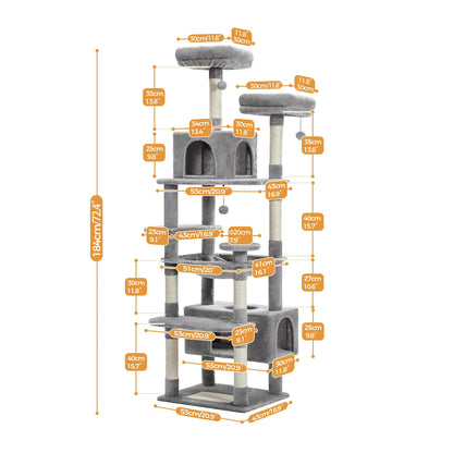 Cat Tower, Sisal-Covered Scratching Post Hammock, Perches