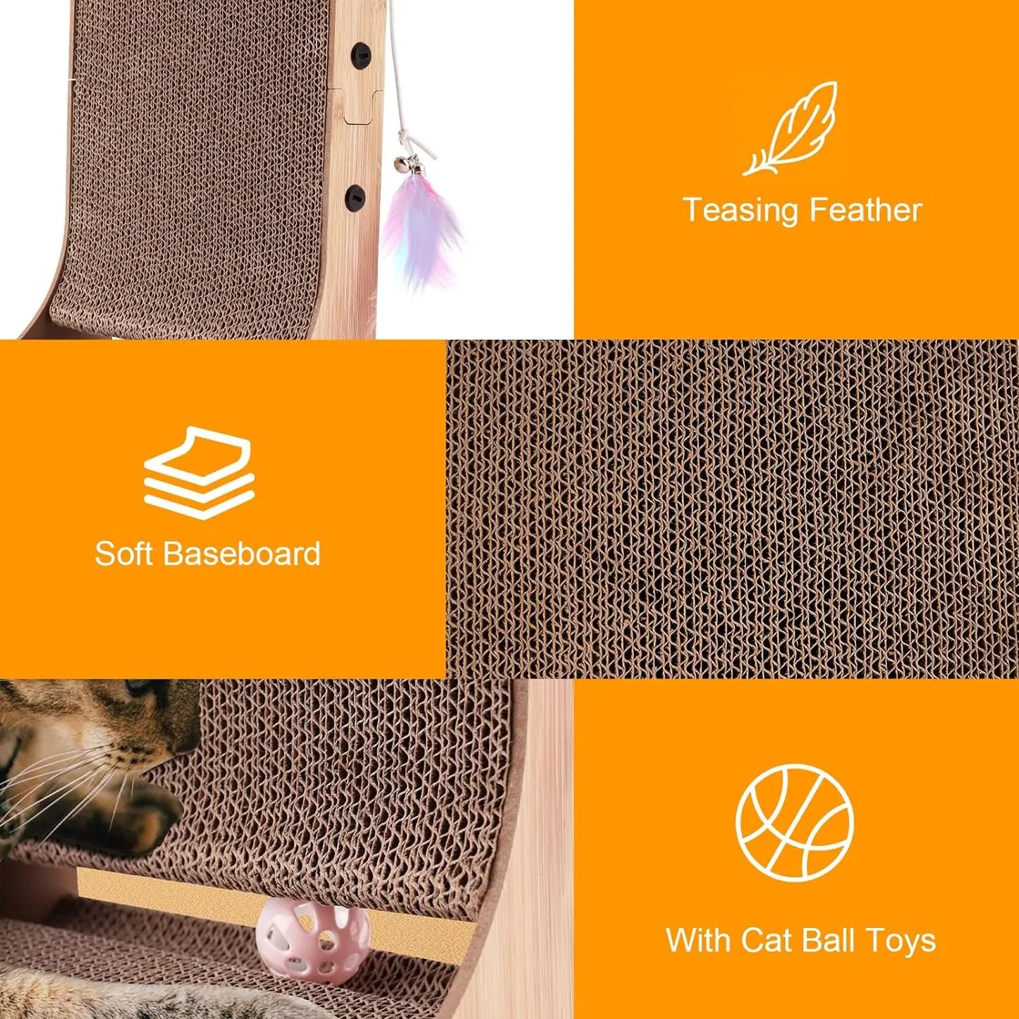 L Shape Cat Scratcher, 23.6 Inch, Protecting Furniture, Cardboard