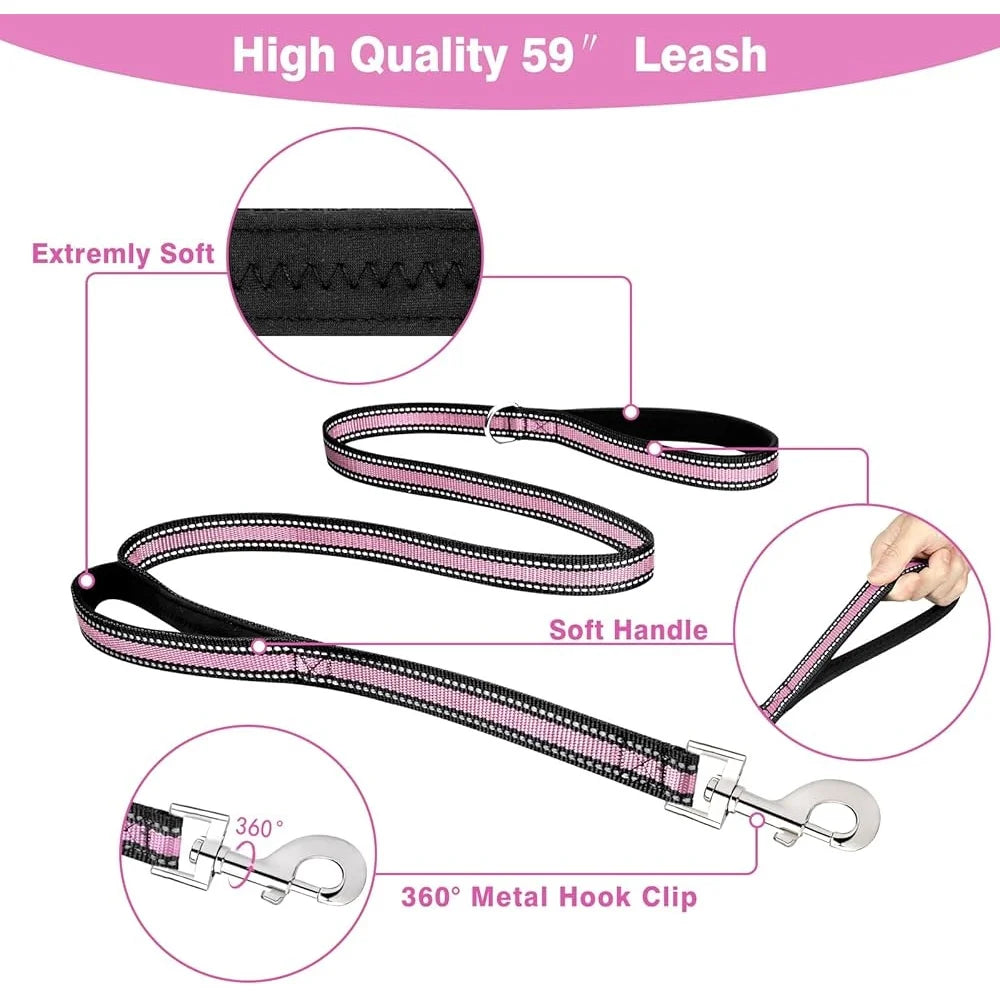 Reflective No Pull Pet Harness Collar Leash Set