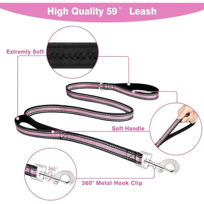 Reflective No Pull Pet Harness Collar Leash Set