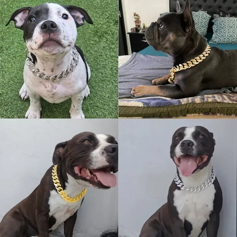 Plastic Dog Collar Chain Sparkle Necklace Bling