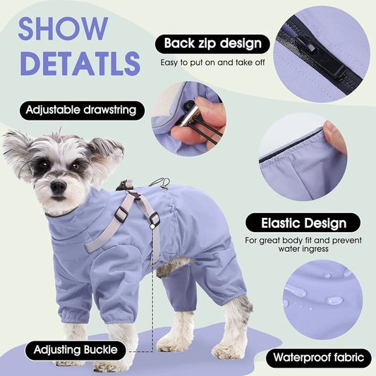 Dog Raincoat with Harness Small Adjustable Design