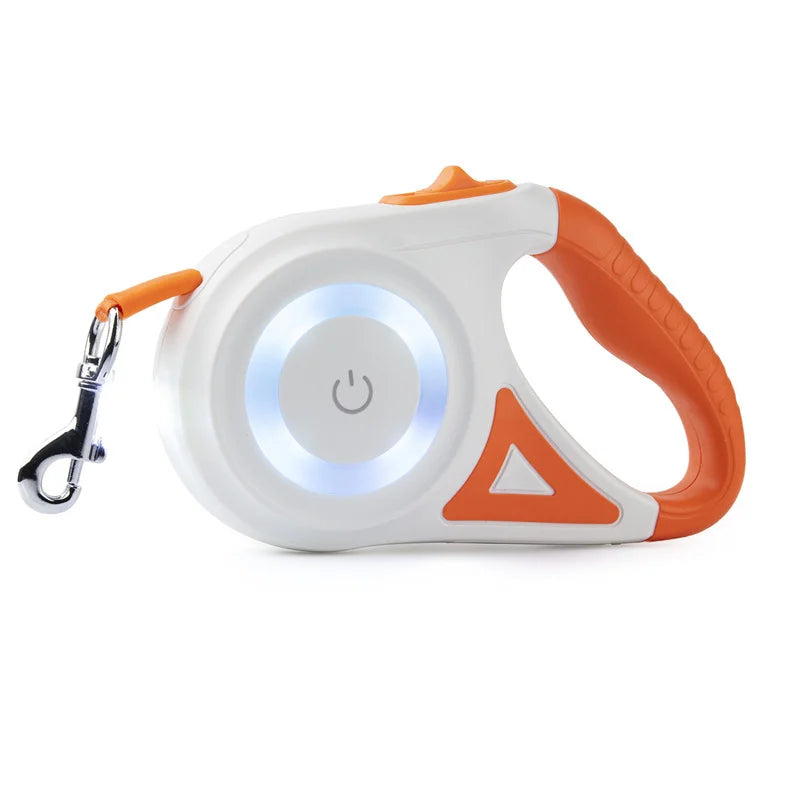 Automatic Retractable Dog Leash Led Flashlight Durable Adjustable
