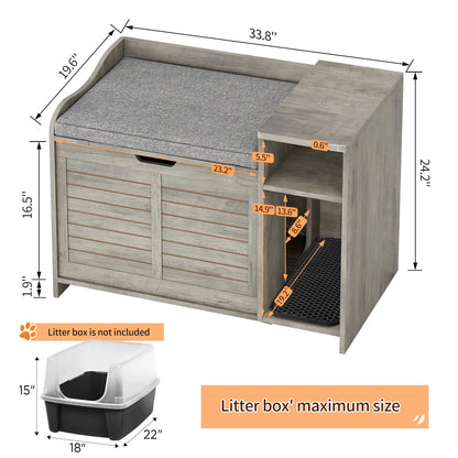 Wood Litter Box Enclosure with Cat Scratch Pad