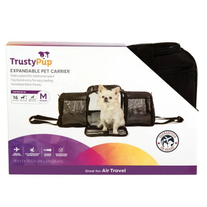 Expandable Pet Travel Airplane Compliant Zippered Mesh Panels Medium
