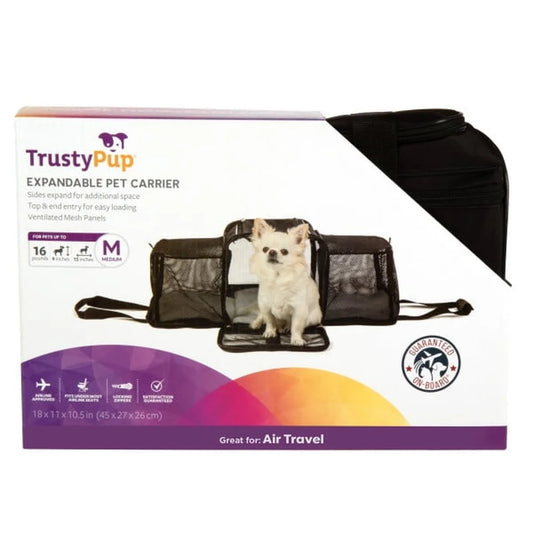Expandable Pet Travel Airplane Compliant Zippered Mesh Panels Medium