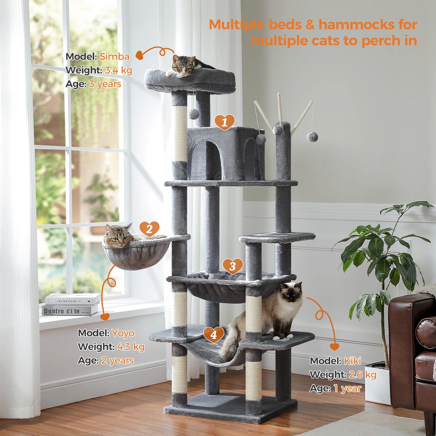 Tall Cat Tower/Super Big Hammock/Scratching Post