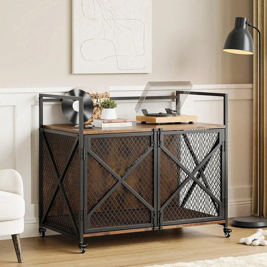 Large Wooden Dog Crate Elevated End Table